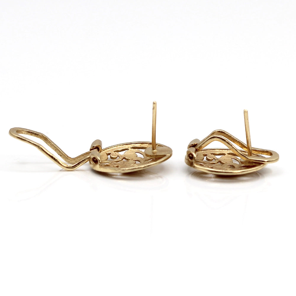 Hawaiian Hibiscus Earrings in 14K Yellow Gold and Black Enamel