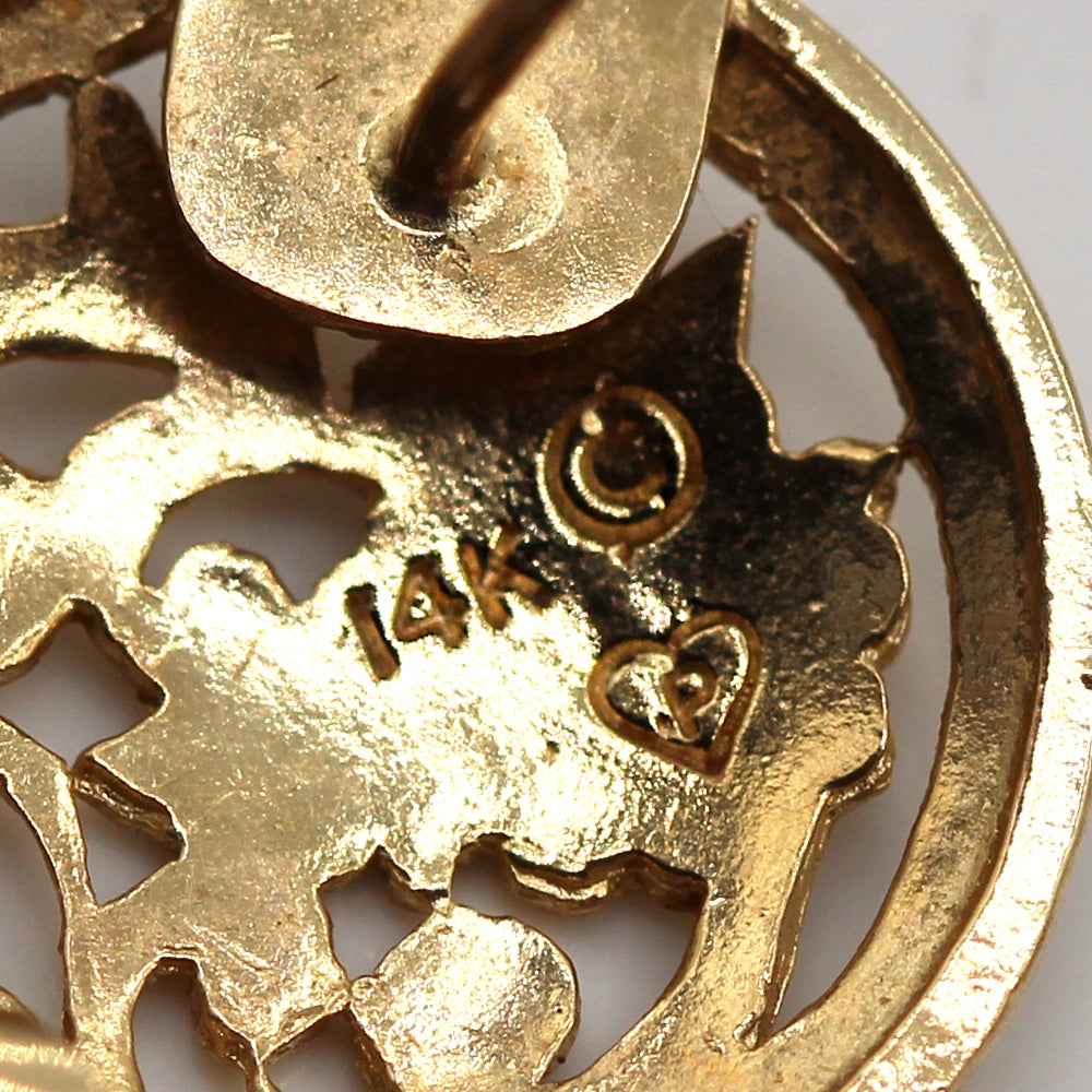 Hawaiian Hibiscus Earrings in 14K Yellow Gold and Black Enamel