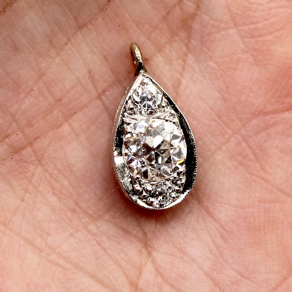 Antique Old European Cut VS Diamond Pendant in 12K Yellow Gold
