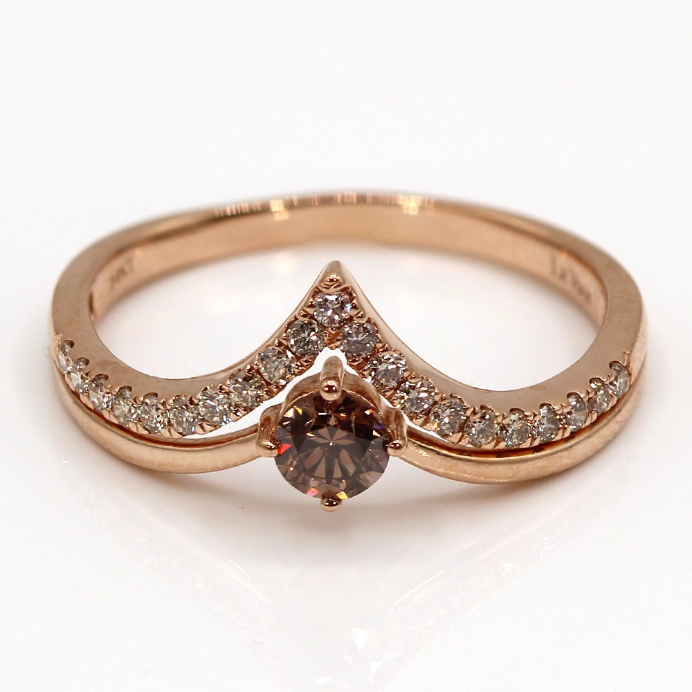 Le Vian Chocolate and White Diamond Ring in 14K Rose Gold SIZE 8.5