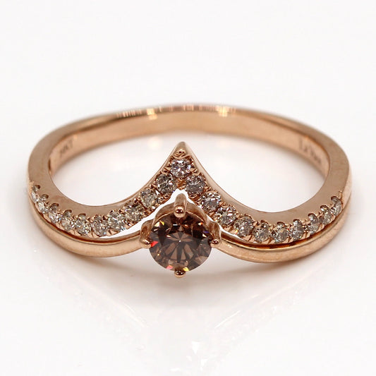 Le Vian Chocolate and White Diamond Ring in 14K Rose Gold SIZE 8.5