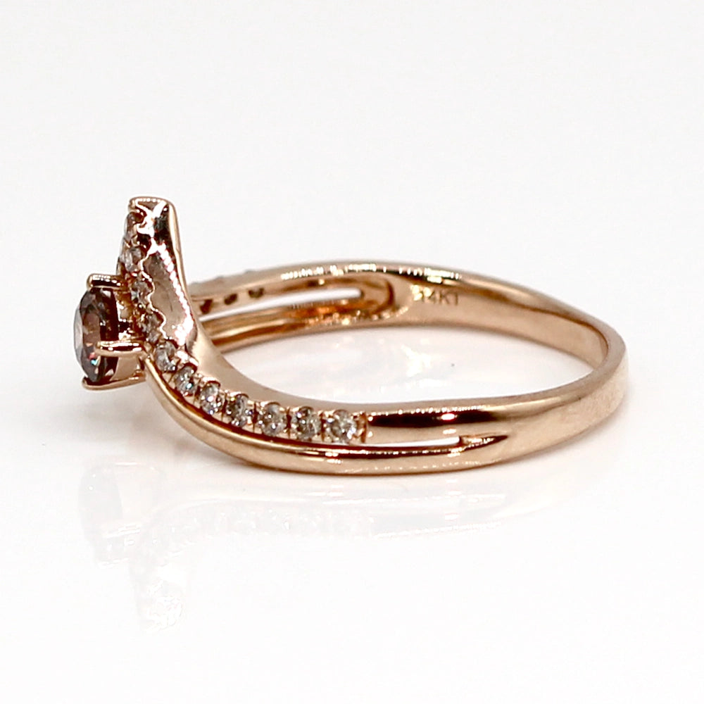 Le Vian Chocolate and White Diamond Ring in 14K Rose Gold SIZE 8.5