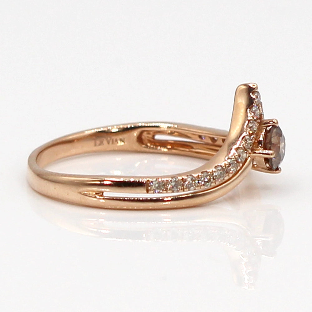 Le Vian Chocolate and White Diamond Ring in 14K Rose Gold SIZE 8.5