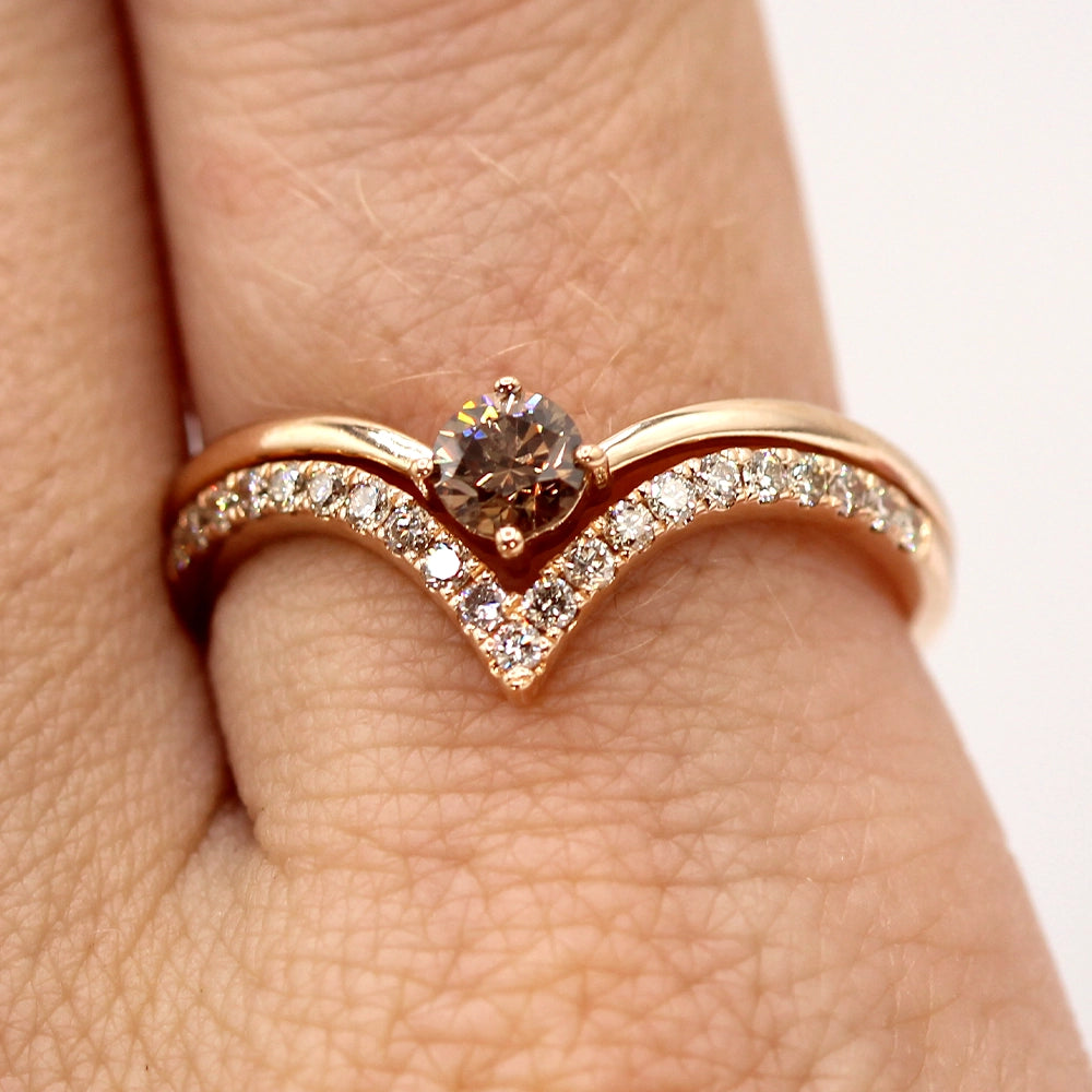 Le Vian Chocolate and White Diamond Ring in 14K Rose Gold SIZE 8.5