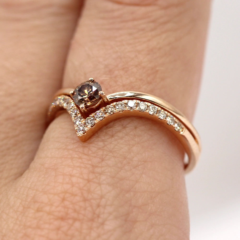 Le Vian Chocolate and White Diamond Ring in 14K Rose Gold SIZE 8.5