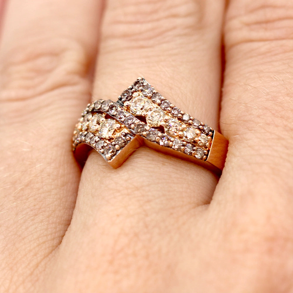 Le Vian Champagne and White Diamond Ring in 14K Rose Gold SIZE 6.5