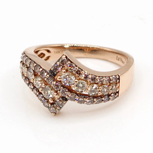 Le Vian Champagne and White Diamond Ring in 14K Rose Gold SIZE 6.5