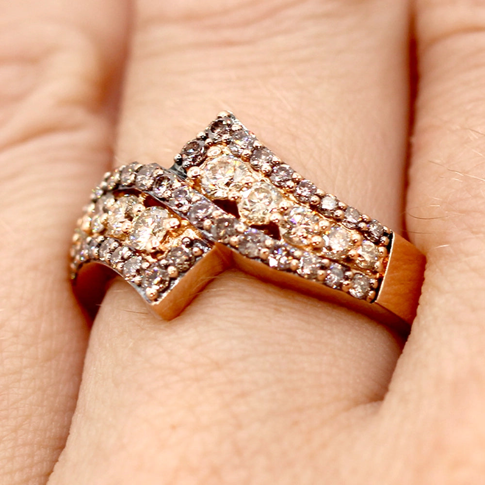 Le Vian Champagne and White Diamond Ring in 14K Rose Gold SIZE 6.5