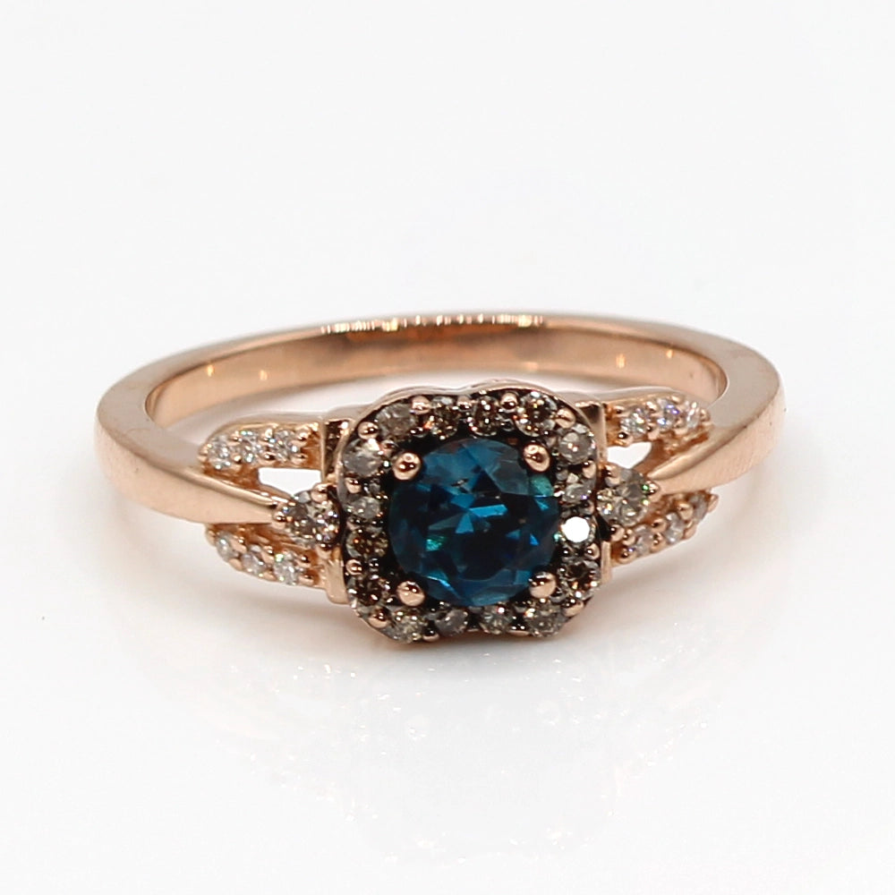 Le Vian London Blue Topaz and Diamond Ring in 14K Rose Gold SIZE 7