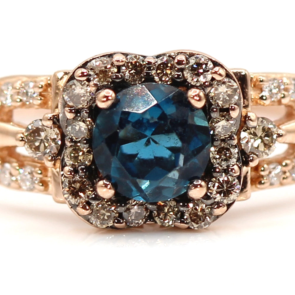 Le Vian London Blue Topaz and Diamond Ring in 14K Rose Gold SIZE 7