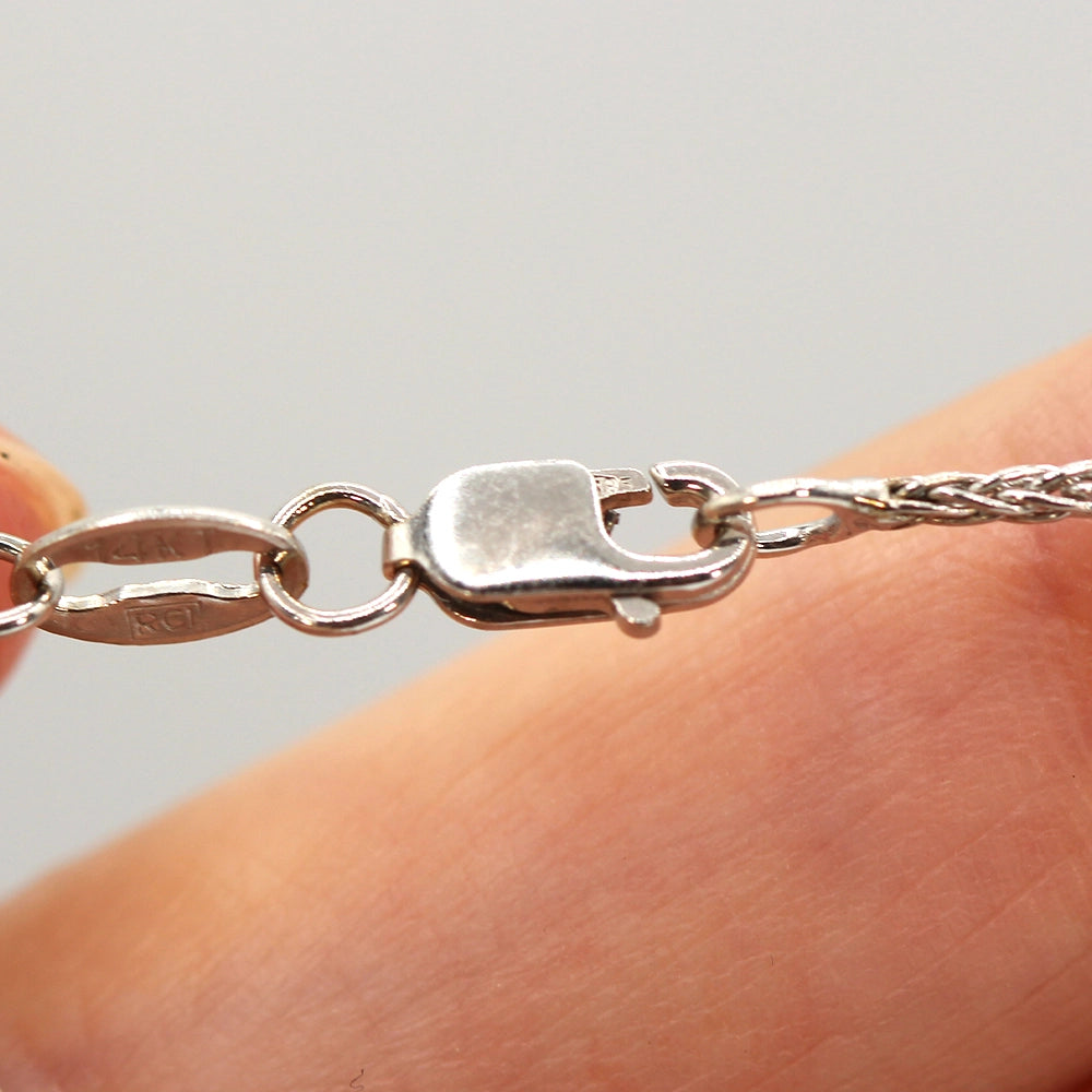 14K White Gold and SI1 Diamond Solitaire Pendant with Foxtail Chain
