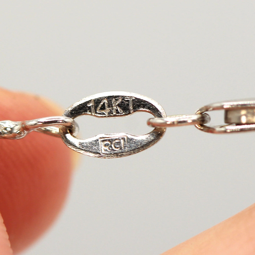 14K White Gold and SI1 Diamond Solitaire Pendant with Foxtail Chain