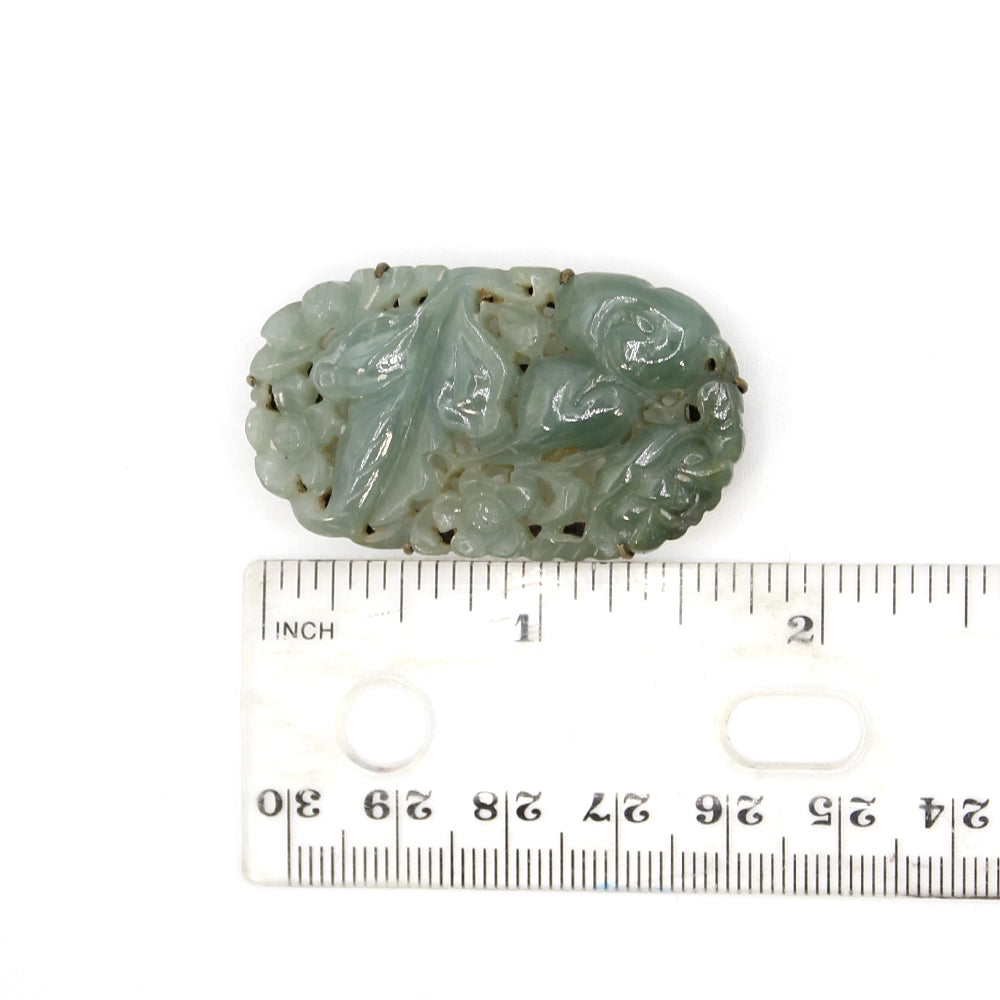 Carved Green Jade and Base Metal Obidome