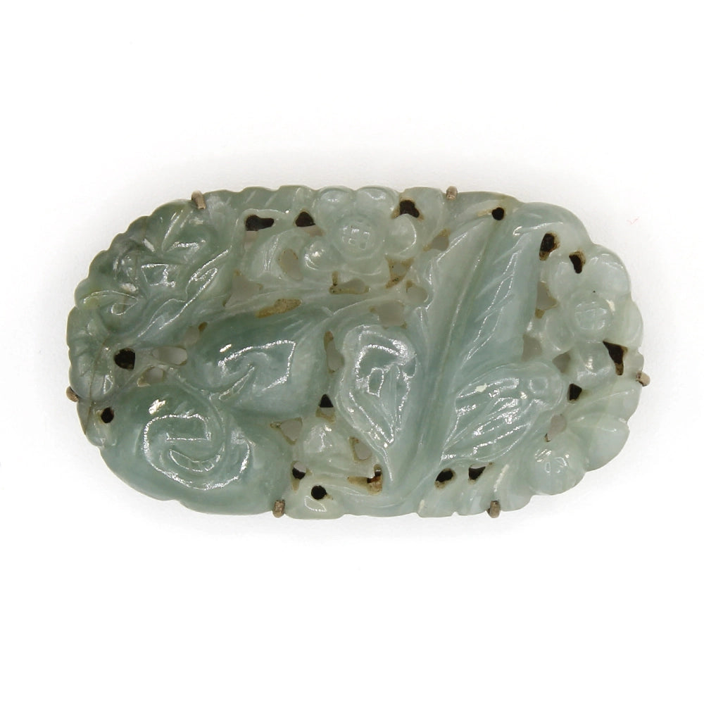 Carved Green Jade and Base Metal Obidome