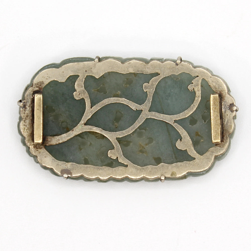 Carved Green Jade and Base Metal Obidome