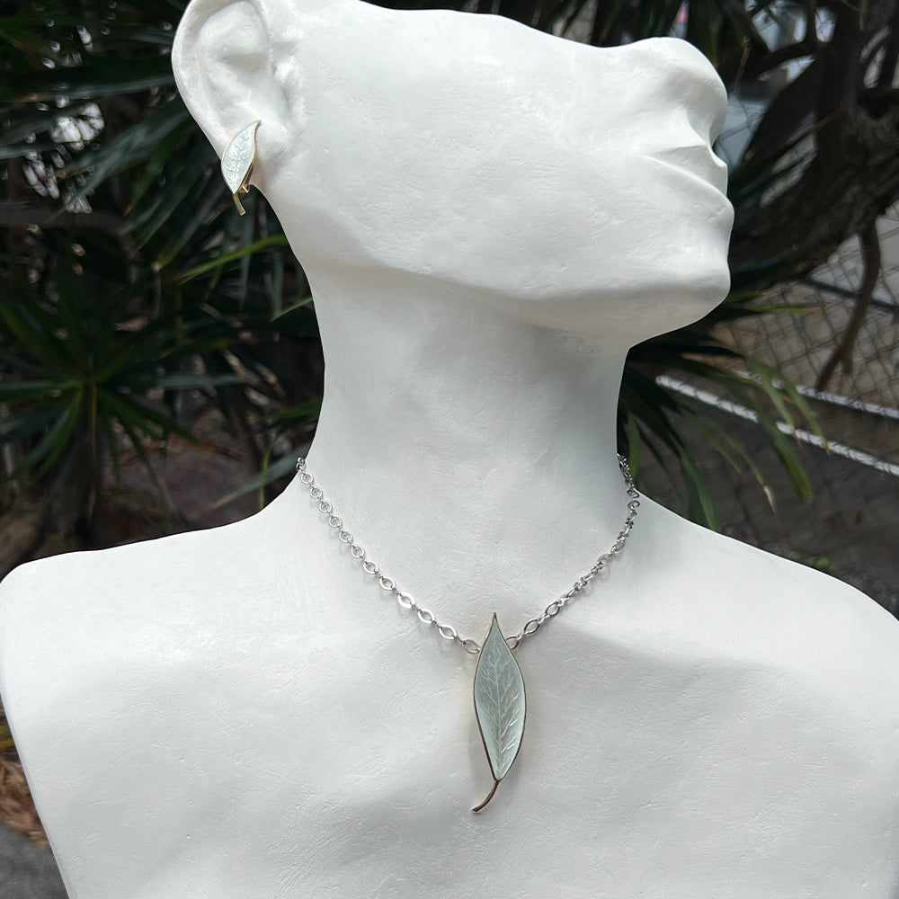 David Andersen Norway Sterling Silver Leaf Brooch and Earring Set
