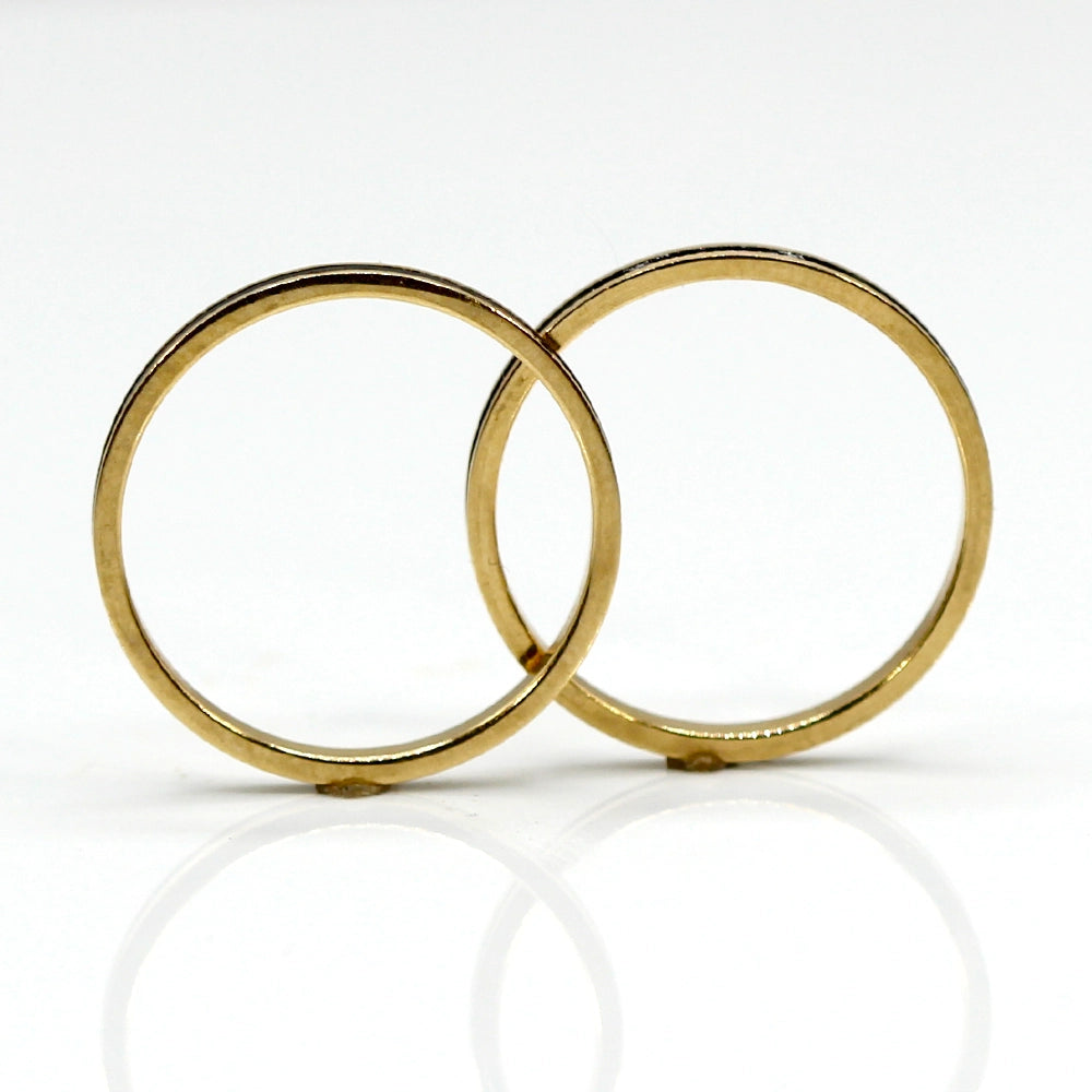 Set of 2 Hawaiian Heirloom 14K Yellow Gold and Black Enamel Ring SIZE 8.5