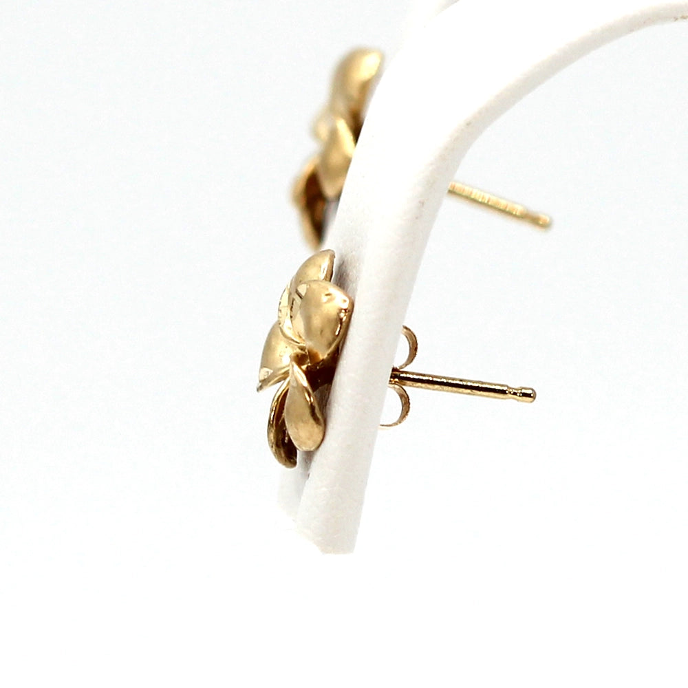 14K Yellow Gold Plumeria Stud Earrings