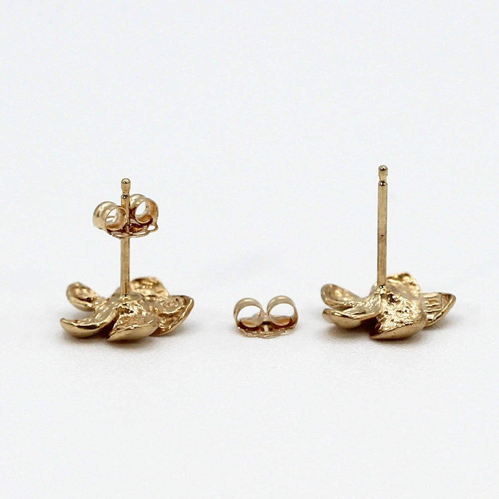 14K Yellow Gold Plumeria Stud Earrings