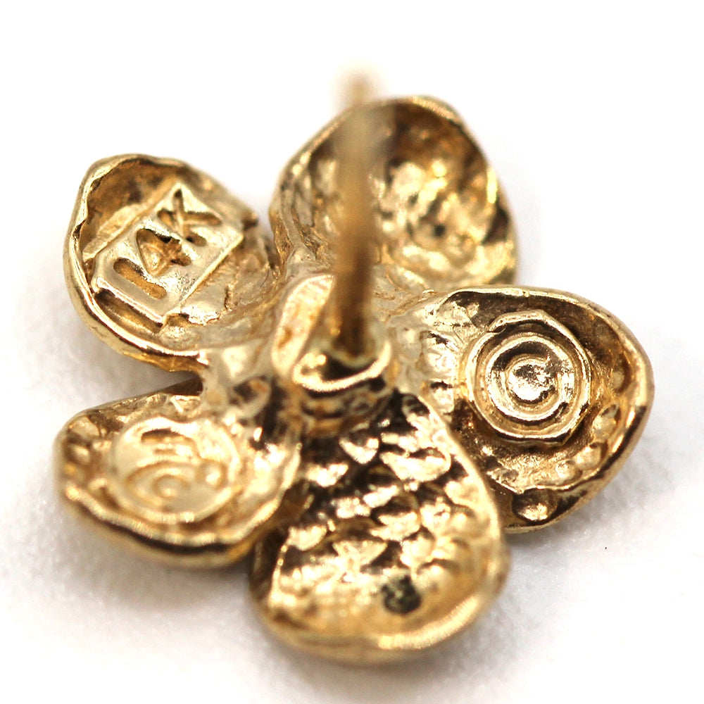 14K Yellow Gold Plumeria Stud Earrings