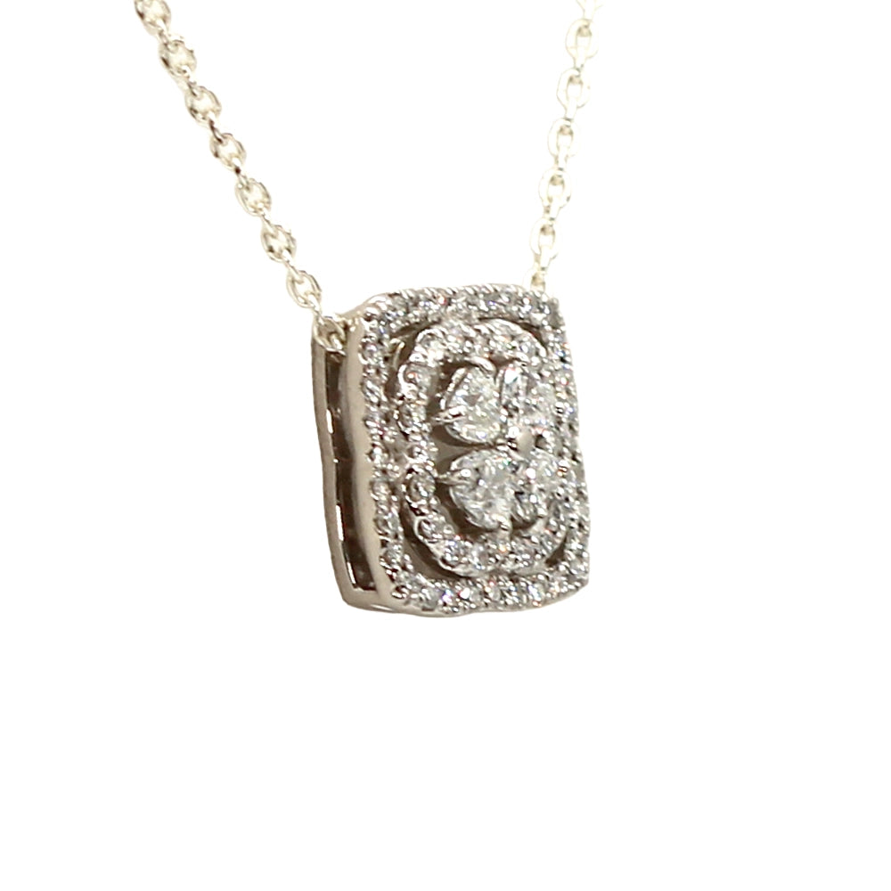 Platinum and Diamond Heart Four Leaf Clover Pendant