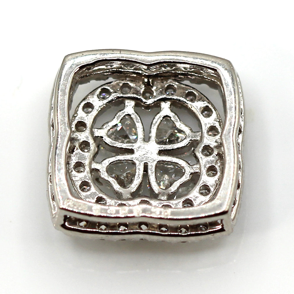Platinum and Diamond Heart Four Leaf Clover Pendant