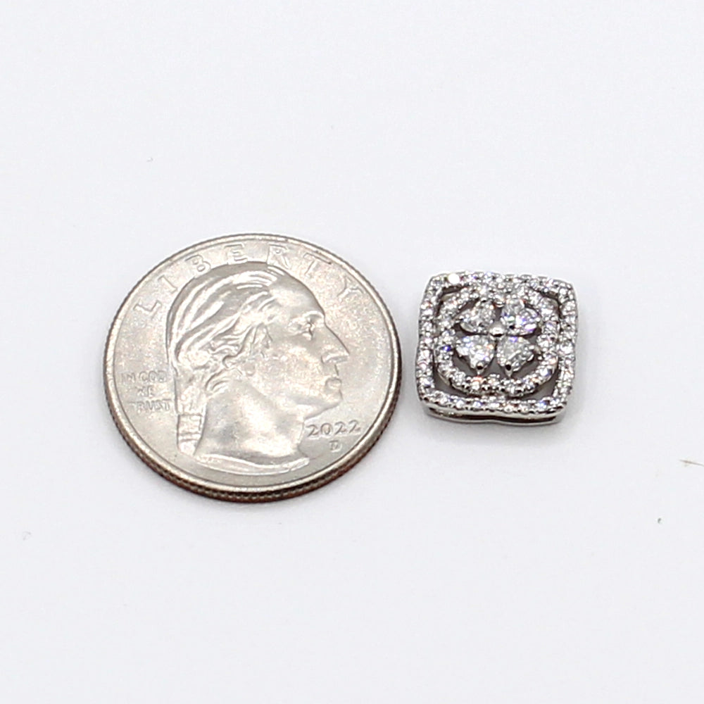 Platinum and Diamond Heart Four Leaf Clover Pendant