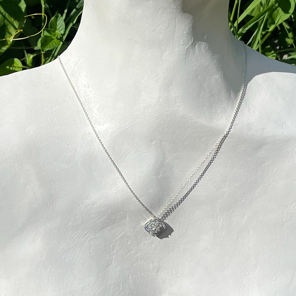 Platinum and Diamond Heart Four Leaf Clover Pendant
