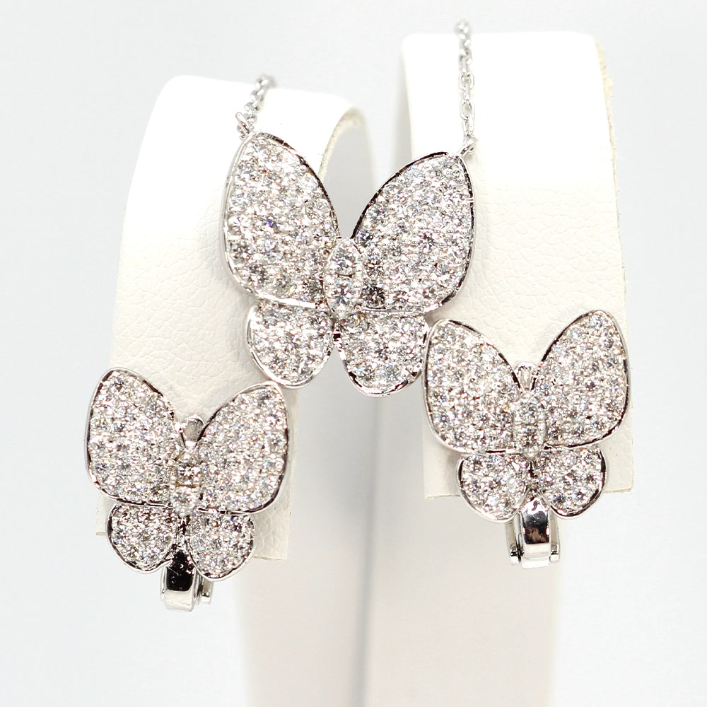 Diamond Butterfly Necklace and Earring Set in 18K White Gold