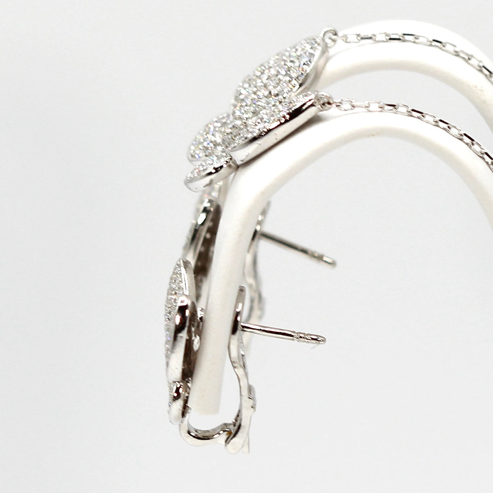 Diamond Butterfly Necklace and Earring Set in 18K White Gold