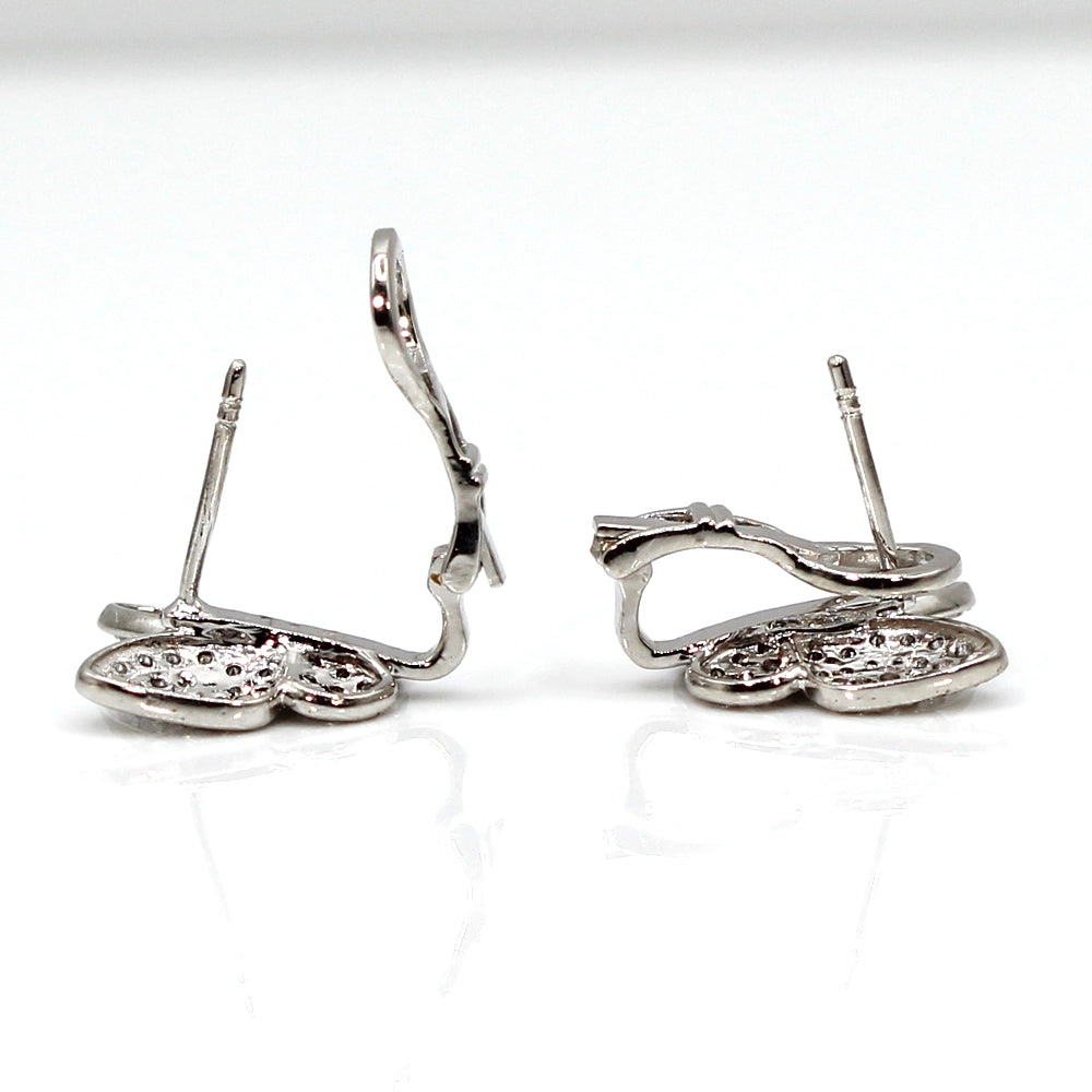 Diamond Butterfly Necklace and Earring Set in 18K White Gold