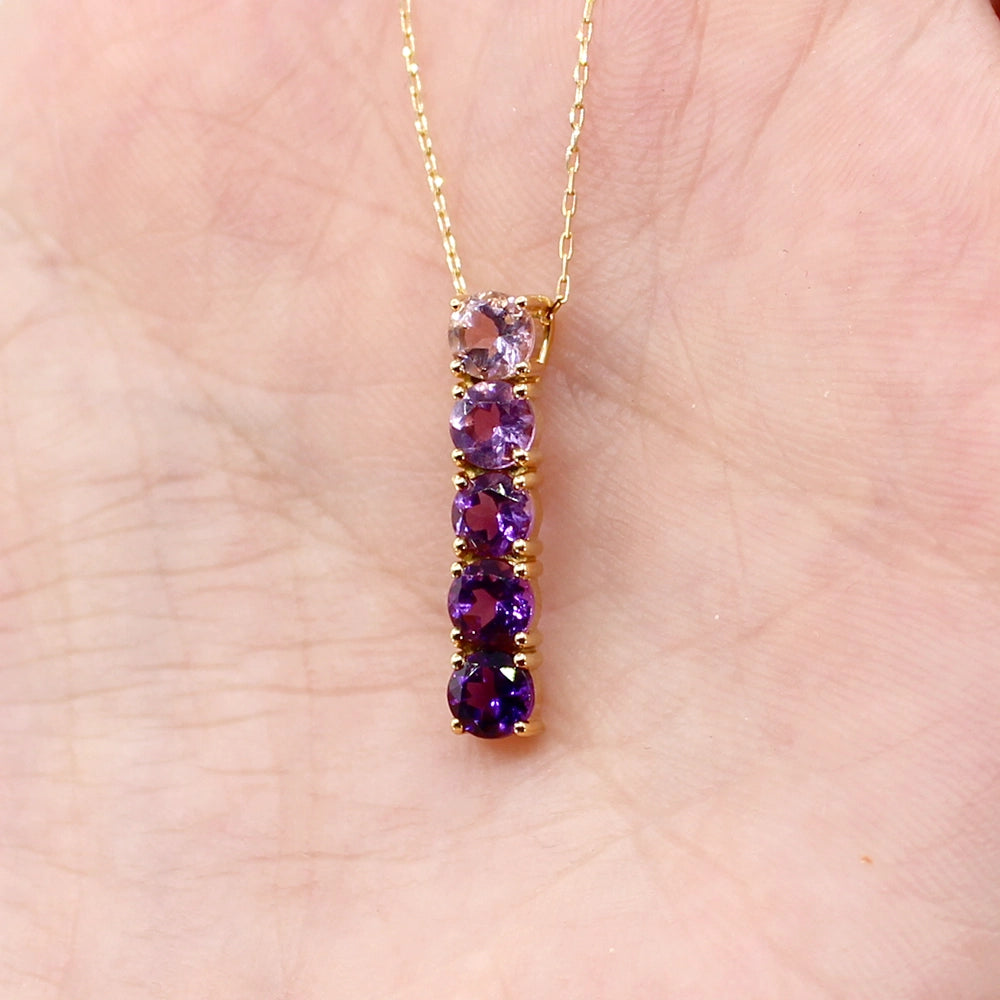 Ombre Amethyst Pendant and Adjustable Chain in 18K Yellow Gold