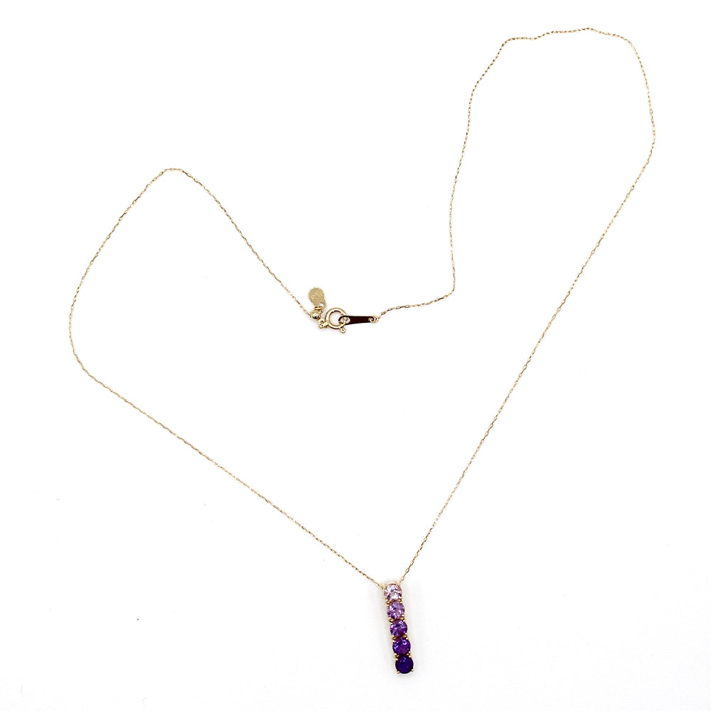 Ombre Amethyst Pendant and Adjustable Chain in 18K Yellow Gold