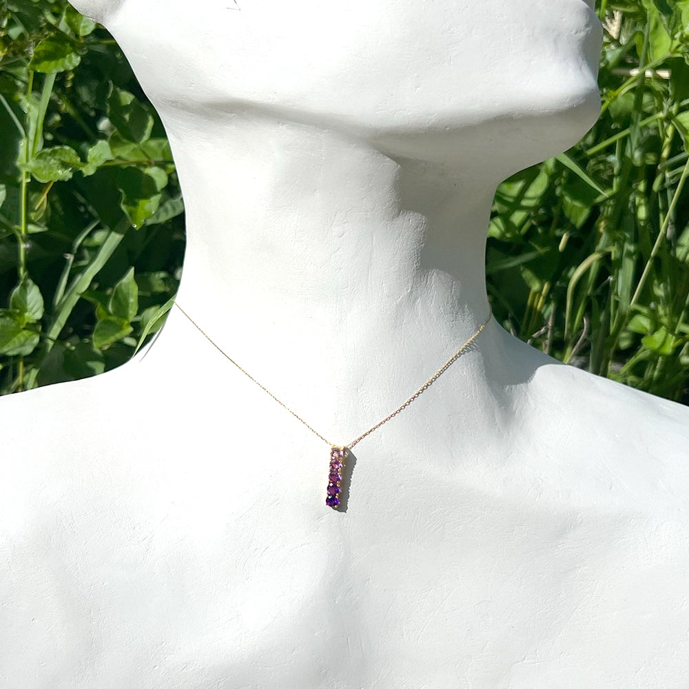 Ombre Amethyst Pendant and Adjustable Chain in 18K Yellow Gold