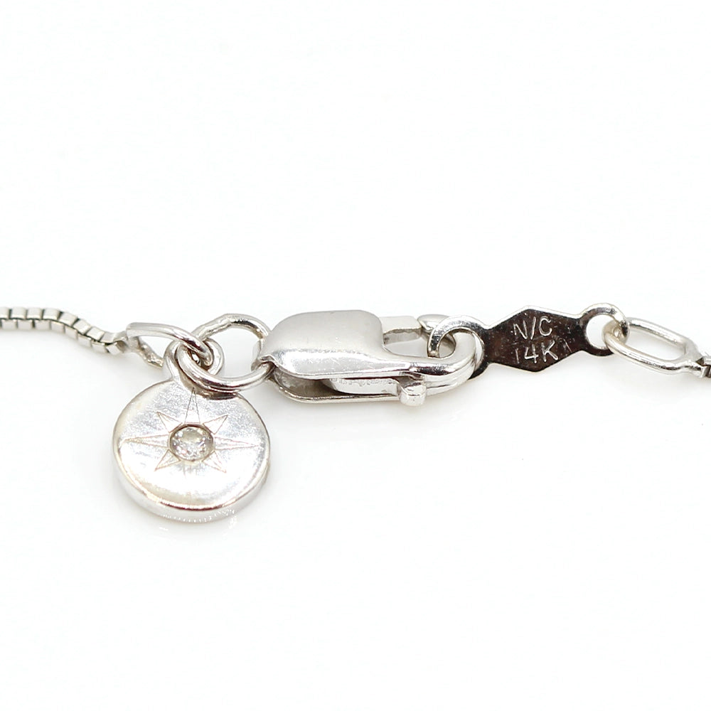 14K White Gold and 0.35ctw Diamond Halo Pendant with 18 inch Box Chain