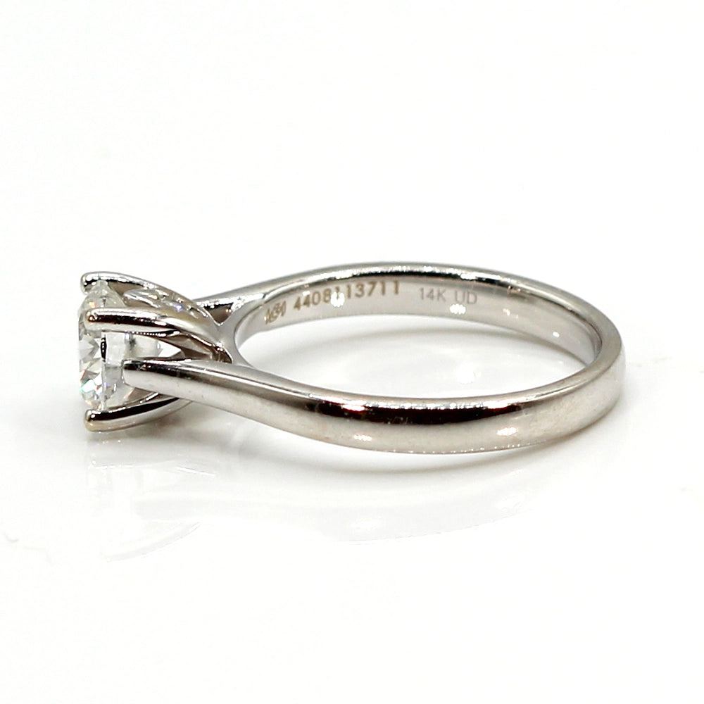 14K White Gold 1.28 Carat Diamond Solitaire Ring With Star Accents SIZE 7