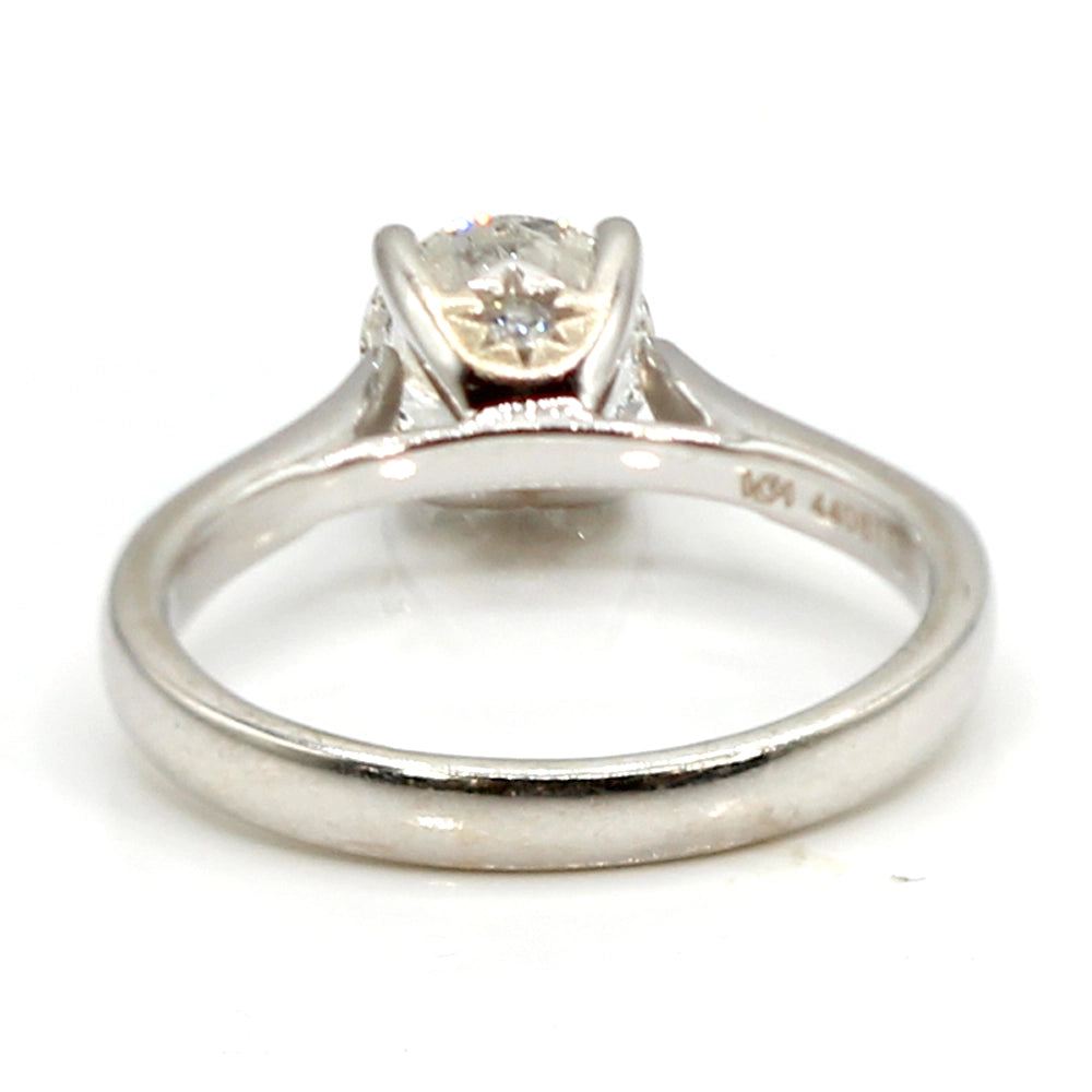 14K White Gold 1.28 Carat Diamond Solitaire Ring With Star Accents SIZE 7