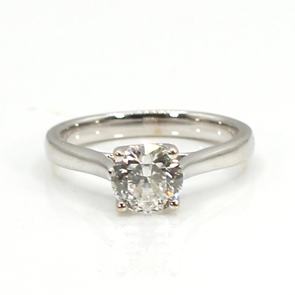 14K White Gold 1.28 Carat Diamond Solitaire Ring With Star Accents SIZE 7