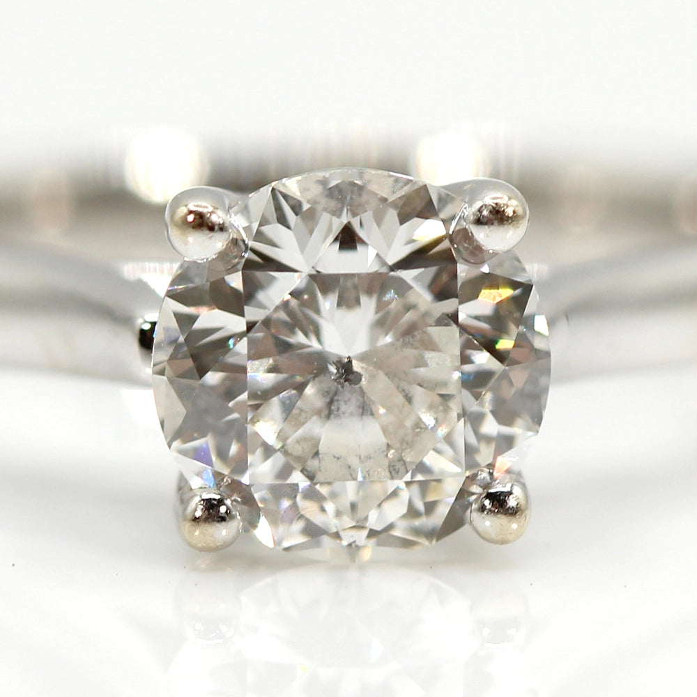 14K White Gold 1.28 Carat Diamond Solitaire Ring With Star Accents SIZE 7