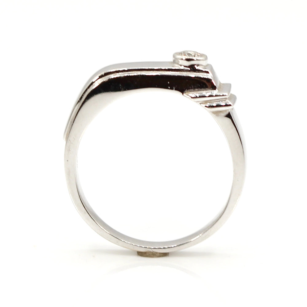18K White Gold Art Deco Style Ring with VS Diamond Size 8.5
