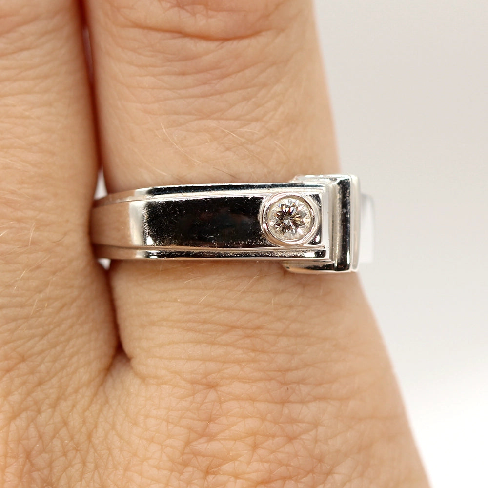 18K White Gold Art Deco Style Ring with VS Diamond Size 8.5