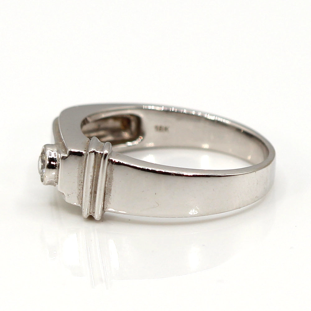 18K White Gold Art Deco Style Ring with VS Diamond Size 8.5