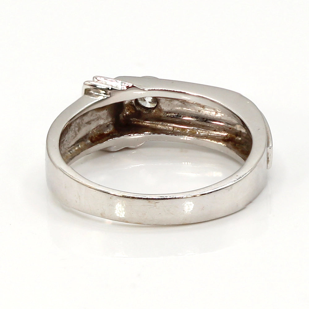 18K White Gold Art Deco Style Ring with VS Diamond Size 8.5