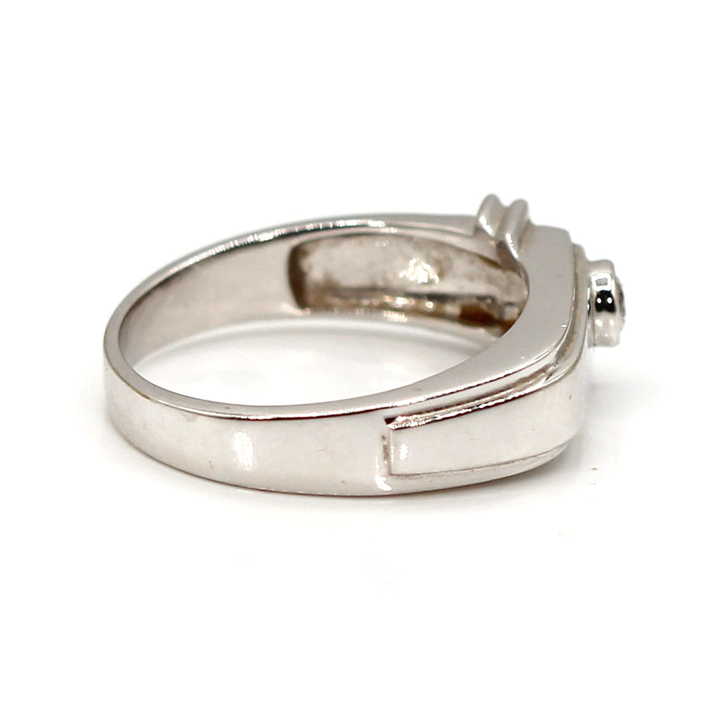 18K White Gold Art Deco Style Ring with VS Diamond Size 8.5