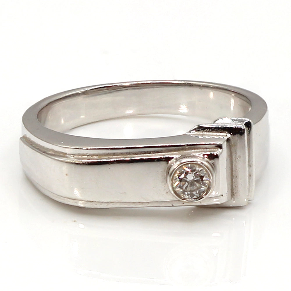 18K White Gold Art Deco Style Ring with VS Diamond Size 8.5