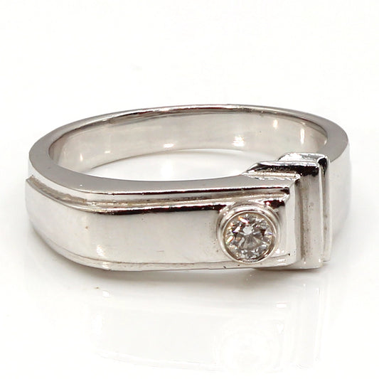 18K White Gold Art Deco Style Ring with VS Diamond Size 8.5