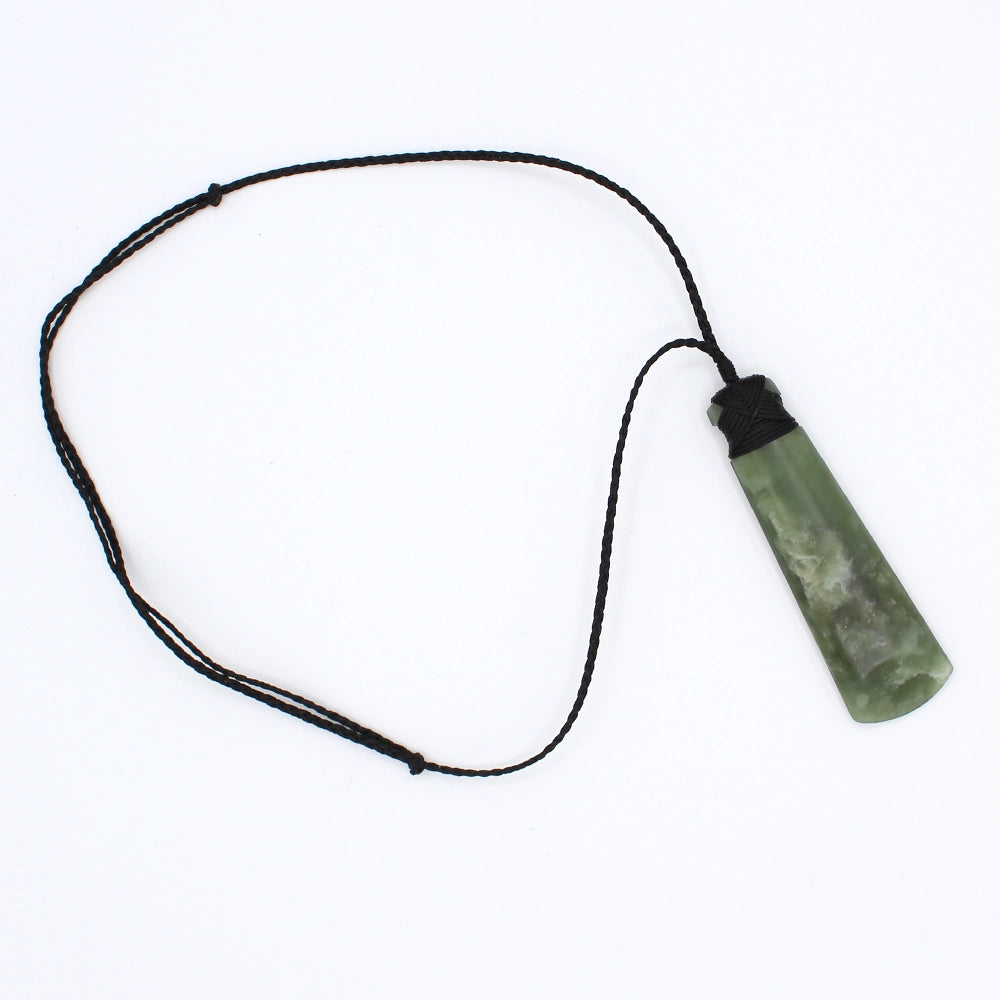New Zealand Flower Jade Toki Pendant with Adjustable Hemp Cord