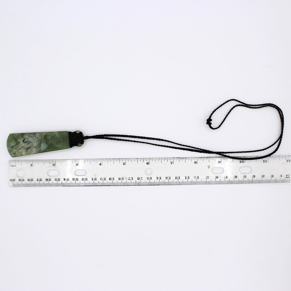New Zealand Flower Jade Toki Pendant with Adjustable Hemp Cord