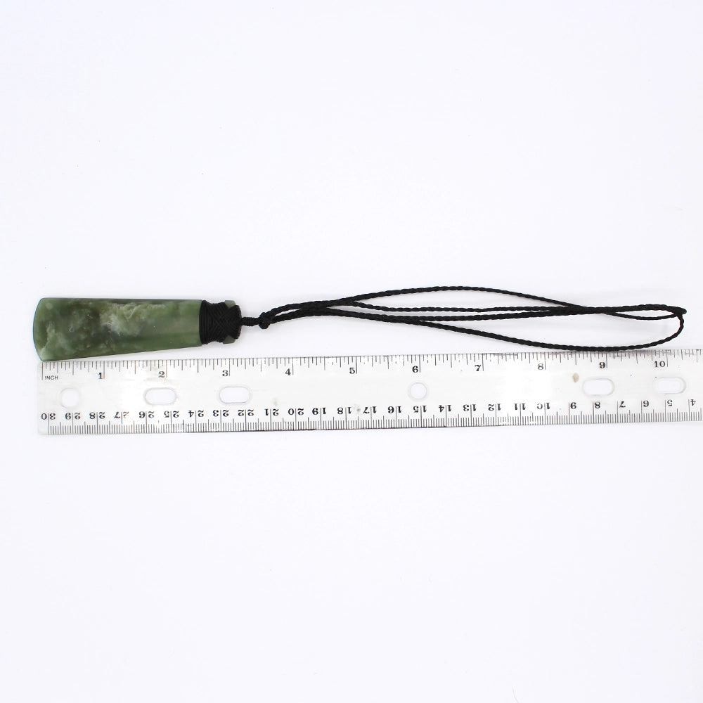 New Zealand Flower Jade Toki Pendant with Adjustable Hemp Cord