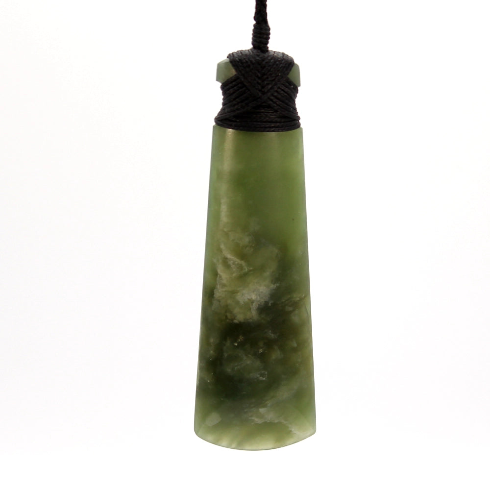 New Zealand Flower Jade Toki Pendant with Adjustable Hemp Cord